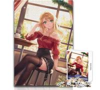 Puzzle da 1000 pezzi con ragazza anime sexy in calze per adolescenti, gioco educativo per lo sviluppo delle abilità, regalo perfetto per momenti speciali, dimensioni 38x26cm