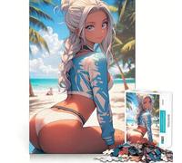 Puzzle da 1000 pezzi con ragazza anime sexy in spiaggia per adolescenti, ideale per ricordare, migliorare, calmare la mente, con un'opera d'arte nitida e da collezione 50x75cm