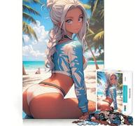 Puzzle da 1000 pezzi con ragazza anime sexy in spiaggia per adulti, gioco di logica, per interni, taglio di precisione, regalo prezioso 38x52cm