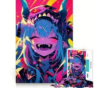 Puzzle da 1000 pezzi con ragazza anime sorridente e maschera da demone ideale per adolescenti Un'attività rilassante e divertente per migliorare la memoria Pezzo da collezione con dettagli nitidi