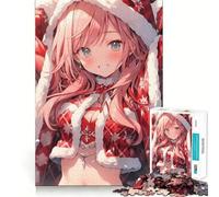 Puzzle da 1000 pezzi con ragazza anime sorridente in rosso per adolescenti, gioco per esercizi mentali, relax mentale, design, assemblaggio, lista dei desideri di Babbo Natale 38x52cm