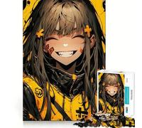 Puzzle da 1000 pezzi con ragazza anime sorridente per adulti, gioco di allenamento mentale, divertente da creare insieme, taglio di precisione, 38x52cm