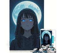Puzzle da 1000 pezzi con ragazza anime sotto la pioggia e la luna, decorazione da parete, stimolante da completare, ideale per rafforzare il legame di coppia 38x26cm