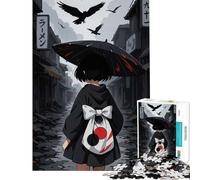 Puzzle da 1000 pezzi con ragazza anime sotto la pioggia gioco educativo e stimolante per tutta la famiglia ideale come regalo (dimensioni 75x50cm)