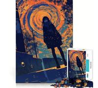 Puzzle da 1000 pezzi con ragazza anime sotto un cielo vorticoso,gioco stimolante per la mente,incastro perfetto,nessun pezzo si stacca,sfida interattiva per il cervello per la casa (38x52cm)