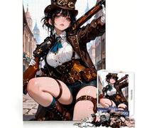 Puzzle da 1000 pezzi con ragazza anime steampunk con fucile per adulti, gioco di puzzle rilassante e di facile comprensione, decorazione murale 38x26cm
