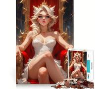 Puzzle da 1000 pezzi con ragazza anime su un trono,gioco per lo sviluppo delle capacità cognitive,superficie liscia e priva di sbavature,attività rilassante di gruppo al chiuso (50x75cm)
