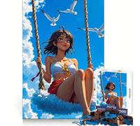 Puzzle da 1000 pezzi con ragazza anime sull'altalena per adolescenti, ideale per stimolare la memoria e creare momenti di svago, con incastri precisi, perfetto come regalo stagionale (38x26cm)