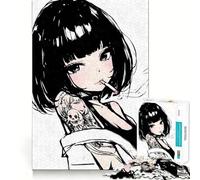 Puzzle da 1000 pezzi con ragazza anime tatuata che fuma ideale per adolescenti gioco di logica e concentrazione ideale per creare un'atmosfera rilassante e sicura per i desideri di Babbo Natale