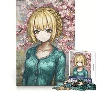 Puzzle da 1000 pezzi con ragazza anime tra fiori di ciliegio, ideale per adolescenti Migliora la memoria, è un'attività rilassante, tagliata al laser e rappresenta un regalo premuroso (50x75cm)