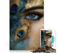 Puzzle da 1000 pezzi con ragazza anime truccata con occhi di pavone, gioco di logica stimolante, divertimento rilassante, bordi chiari, regalo memorabile (50x75cm)