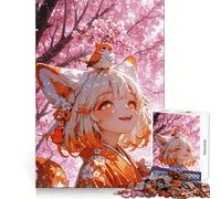 Puzzle da 1000 pezzi con ragazza anime uccellino e fiori di ciliegio ideale per adolescenti Migliora la memoria è un'attività rilassante tagliata al laser e rappresenta un regalo premuroso (50x75cm)