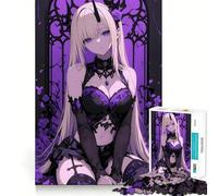 Puzzle da 1000 pezzi con ragazza anime viola per adulti, stimola la memoria, ideale per il relax, con taglio preciso, perfetto come regalo per le vacanze (50x75cm)