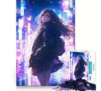 Puzzle da 1000 pezzi con ragazza anime Waifu che cammina,gioco di concentrazione mentale,taglio di precisione,bordi lisci,gioco significativo per costruire connessioni (50x75cm)