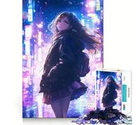 Puzzle da 1000 pezzi con ragazza anime Waifu che cammina,gioco di concentrazione mentale,taglio di precisione,bordi lisci,attività coinvolgente per serate tranquille (38x52cm)