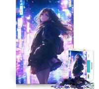 Puzzle da 1000 pezzi con ragazza anime Waifu che cammina,ideale per adolescenti,gioco stimolante per la mente,montaggio sicuro e stabile,attività divertente per tutta la famiglia (38x26cm)