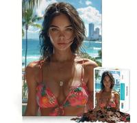 Puzzle da 1000 pezzi con ragazza bruna in bikini sulla spiaggia,taglio preciso,gioco creativo per la mente,momento di relax,regalo di compleanno,hobby (50x75cm)