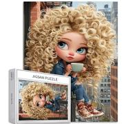 Puzzle da 1000 pezzi con ragazza che beve caffè sul balcone per adulti New York City Scene Art Puzzle impegnativo per giochi di attività familiari colorati fai da te puzzle per decorazioni domestiche