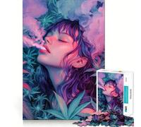 Puzzle da 1000 pezzi con ragazza che fuma marijuana in un campo, ideale per adolescenti Giocattolo intelligente per il tempo libero, taglio preciso, regalo stagionale 38x26cm