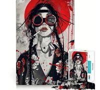 Puzzle da 1000 pezzi con ragazza che fuma, trecce e occhiali da sole, ideale per adulti, regalo, sfida mentale, gioco facile, svago, taglio preciso, regalo speciale (38x26cm)