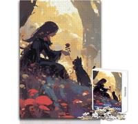 Puzzle da 1000 pezzi con ragazza che offre una rosa al gatto per adolescenti, gioco divertente per lo sviluppo cognitivo, regalo speciale per una celebrazione premurosa, dimensioni 38x52cm