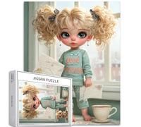 Puzzle da 1000 pezzi con ragazza che tiene una busta, per adulti, simpatico stile cartone animato, puzzle artistico impegnativo per la famiglia, giochi di attività per la famiglia, puzzle colorato fai