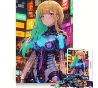 Puzzle da 1000 pezzi con ragazza cibernetica anime, ideale per adolescenti, per esercitarsi con la logica, divertente e rilassante, con bordi netti, perfetto come regalo festivo (38x52cm)