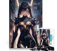 Puzzle da 1000 pezzi con ragazza cyberpunk anime,divertente gioco con tecnologia di taglio laser avanzata,giocattolo per interni per le vacanze (38x52cm)