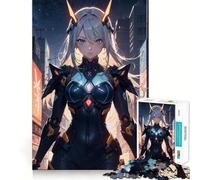 Puzzle da 1000 pezzi con ragazza cyberpunk anime,gioco creativo,componenti robusti e facili da tagliare,ideale per i viaggi,gioco per allenare la mente (50x75cm)