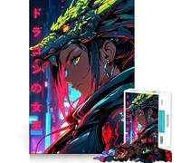 Puzzle da 1000 pezzi con ragazza cyberpunk anime,gioco per lo sviluppo delle capacità cognitive,superficie liscia e priva di sbavature,rilassante attività di gruppo al chiuso (38x26cm)
