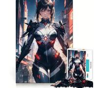 Puzzle da 1000 pezzi con ragazza cyberpunk anime per adolescenti,divertente attività di stimolazione mentale,taglio di alta precisione,attività creativa rilassante e pausa rigenerante (50x75cm)