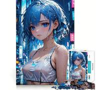 Puzzle da 1000 pezzi con ragazza cyberpunk anime per adulti,gioco di abilità mentale,taglio laser per un incastro perfetto,attività gratificante per le giornate di pioggia (38x26cm)