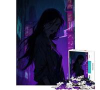Puzzle da 1000 pezzi con ragazza cyberpunk che fuma in una città piovosa Giocattolo avvincente per coltivare la pazienza Gioco divertente Perfetto come regalo di compleanno (dimensioni 50x75cm)
