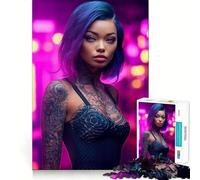 Puzzle da 1000 pezzi con ragazza cyberpunk sexy per adolescenti, gioco che stimola la logica e favorisce il gioco rilassante, con bordi di alta qualità e grafica da collezione 50x75cm