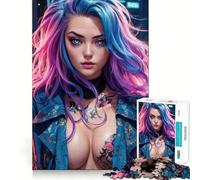 Puzzle da 1000 pezzi con ragazza cyberpunk sexy per adolescenti, gioco rilassante con bordi ordinati, ideale come regalo di Babbo Natale 38x26cm
