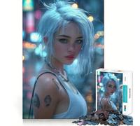 Puzzle da 1000 pezzi con ragazza cyberpunk sexy, regalo per adulti, gioco per allenare la mente, rilassante, artistico, da assemblare, regalo memorabile 38x26cm