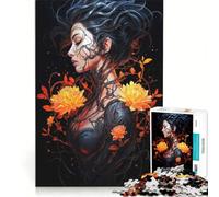 Puzzle da 1000 pezzi con ragazza cyborg floreale, giochi per famiglie, regalo di compleanno, con poster e foglio di curiosità abbinati 38x52cm