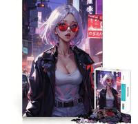 Puzzle da 1000 pezzi con ragazza dai capelli corti viola per adolescenti, gioco di puzzle per la mente, giocattolo per la casa, divertimento assicurato, taglio preciso, regalo perfetto (50x75cm)