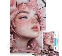 Puzzle da 1000 pezzi con ragazza dai capelli rosa e fiori di ciliegio per adulti e ragazzi ideale per stimolare la creatività alleviare lo stress con dettagli nitidi e perfetti come regalo