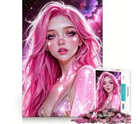 Puzzle da 1000 pezzi con ragazza dai capelli rosa nello spazio, ideale per adolescenti, un gioco che stimola la mente e crea momenti di serenità Regalo perfetto per le festività (50x75cm)