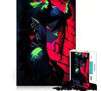 Puzzle da 1000 pezzi con ragazza demone al neon in stile anime ideale per adolescenti stimola la memoria riduce lo stress e crea un'immagine con bordi precisi perfetta per decorare le pareti (50x75cm)