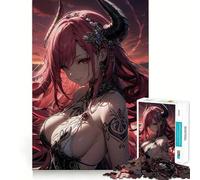 Puzzle da 1000 pezzi con ragazza demone anime con corna,gioco creativo per lo sviluppo delle capacità,pezzi ben saldi e resistenti,attività per rafforzare il legame con i propri cari (38x26cm)