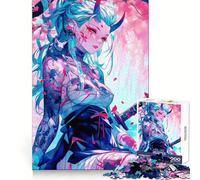 Puzzle da 1000 pezzi con ragazza demone anime con spada, ideale per adolescenti Allenamento della concentrazione, evasione rilassante, assemblaggio preciso, regalo premuroso (38x52cm)