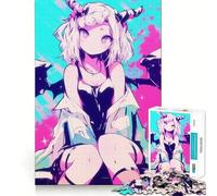 Puzzle da 1000 pezzi con ragazza demone anime per adolescenti,gioco stimolante per la mente,incastro perfetto senza spazi vuoti,rilassante attività di gruppo al chiuso (38x26cm)
