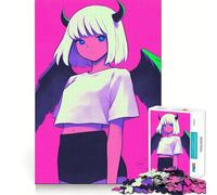 Puzzle da 1000 pezzi con ragazza diabolica anime con ali,gioco per adolescenti che stimola la concentrazione,tagli di precisione e bordi lisci,ideale come regalo di Natale (50x75cm)