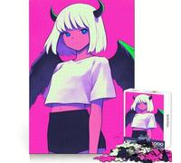 Puzzle da 1000 pezzi con ragazza diavolo anime con ali per adulti, ideale per momenti di relax e divertimento, perfetto per le feste (38x26cm)