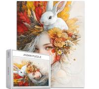 Puzzle da 1000 pezzi con ragazza dipinta su entrambi i lati, per adulti, corona di piume, copricapo, puzzle colorato fai da te per la decorazione della casa, regali per la famiglia, puzzle perfetto
