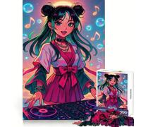 Puzzle da 1000 pezzi con ragazza DJ anime e note musicali per adulti Pensa strategico, evasione rilassante, incastro preciso, regalo delizioso (50x75cm)