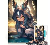 Puzzle da 1000 pezzi con ragazza druida anime nella foresta,gioco di concentrazione mentale,tagli di precisione,bordi lisci,attività rilassante per serate tranquille (50x75cm)