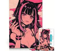 Puzzle da 1000 pezzi con ragazza gatto anime che fuma, ideale per adolescenti, stimola la memoria, rilassa e migliora la memoria, perfetto per il compleanno (38x26cm)